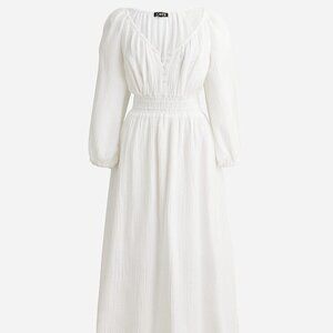 J. Crew V-neck midi dress in soft gauze / White / XXL
